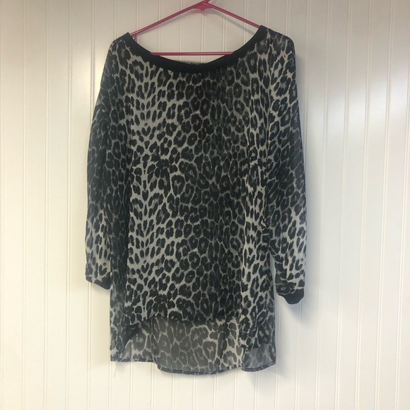 Maurices Sheer Black Leopard Print Women's Top Zipper Detail XL - Picture 1 of 4